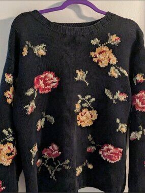 Eddie Bauer vintage navy floral sweater